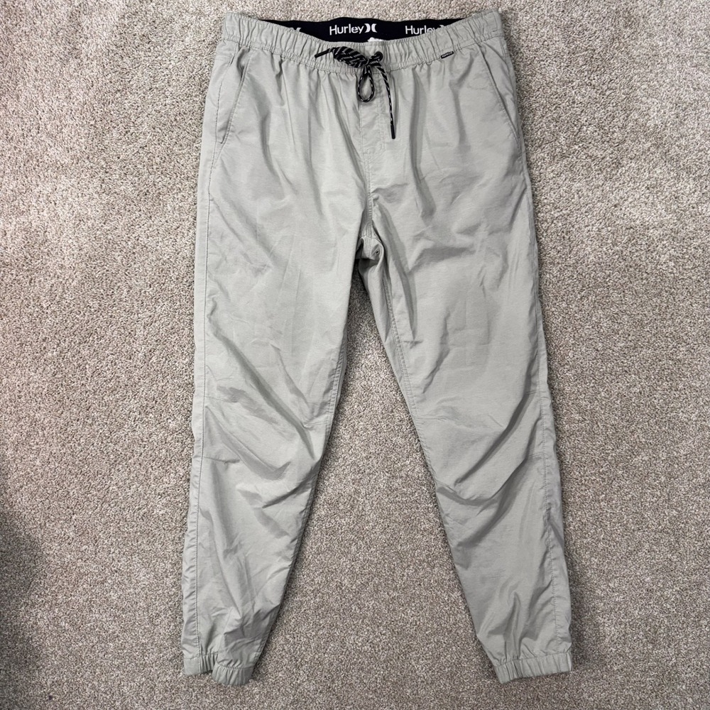 Hurley Jogger Pants Mens XL Gray Elastic Waist Drawstring Tapered EUC